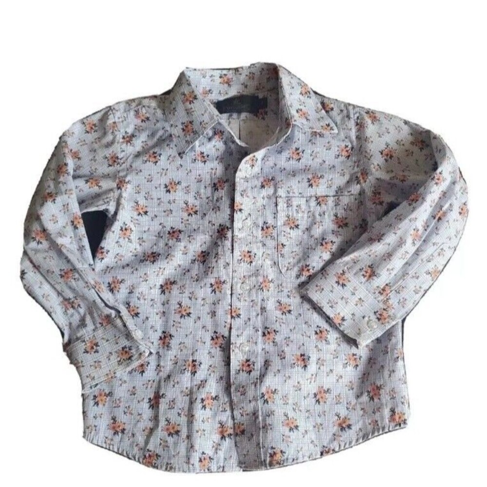 Boys White Floral Button-Down Shirt